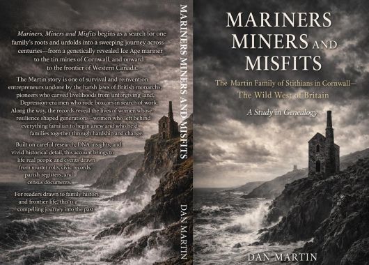 Mariners, Miners and Misfits Book Cover, stone house on a hill in stormy rocky shore